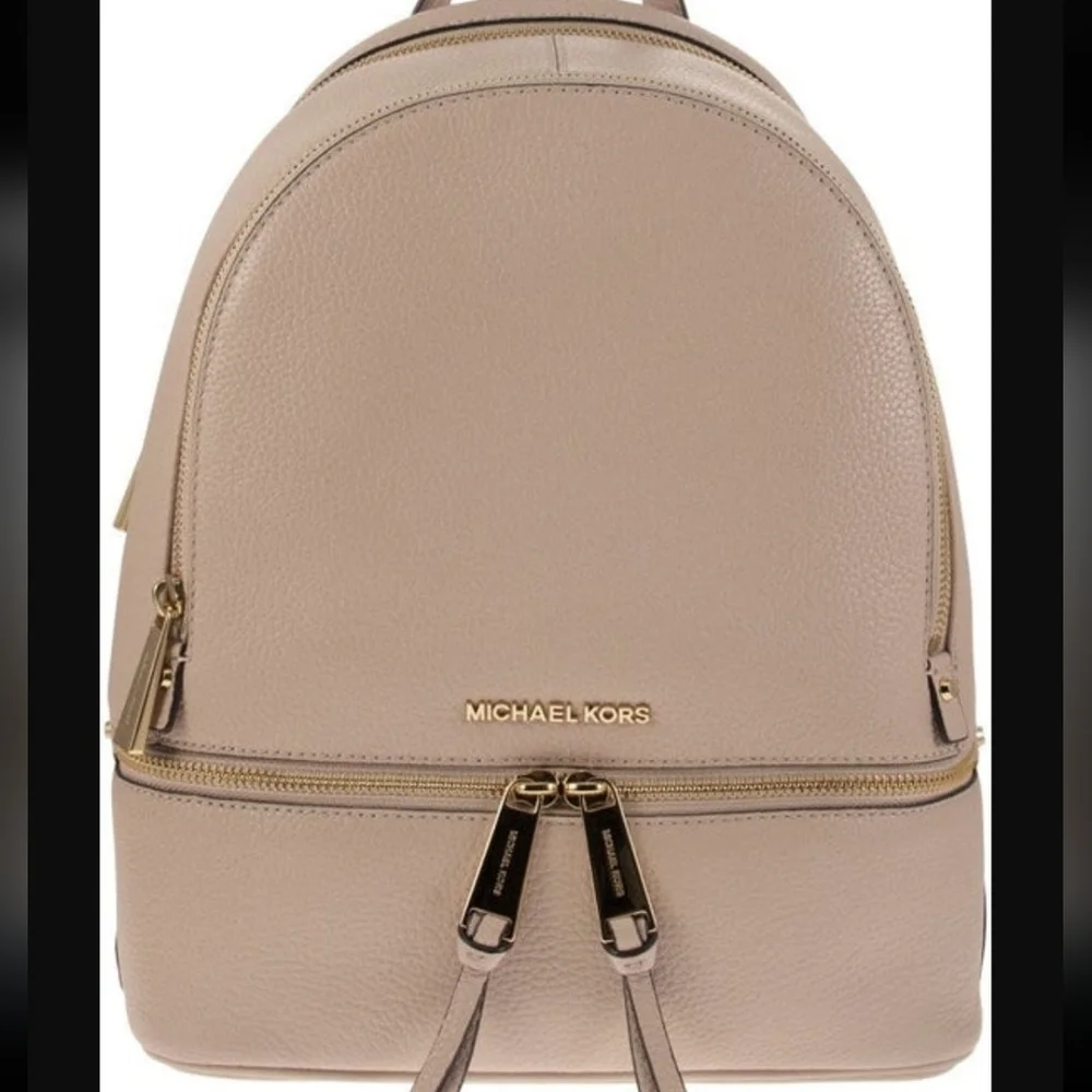 Michael Kors MK Rhea Medium Leather Backpack Soft Pink Gold